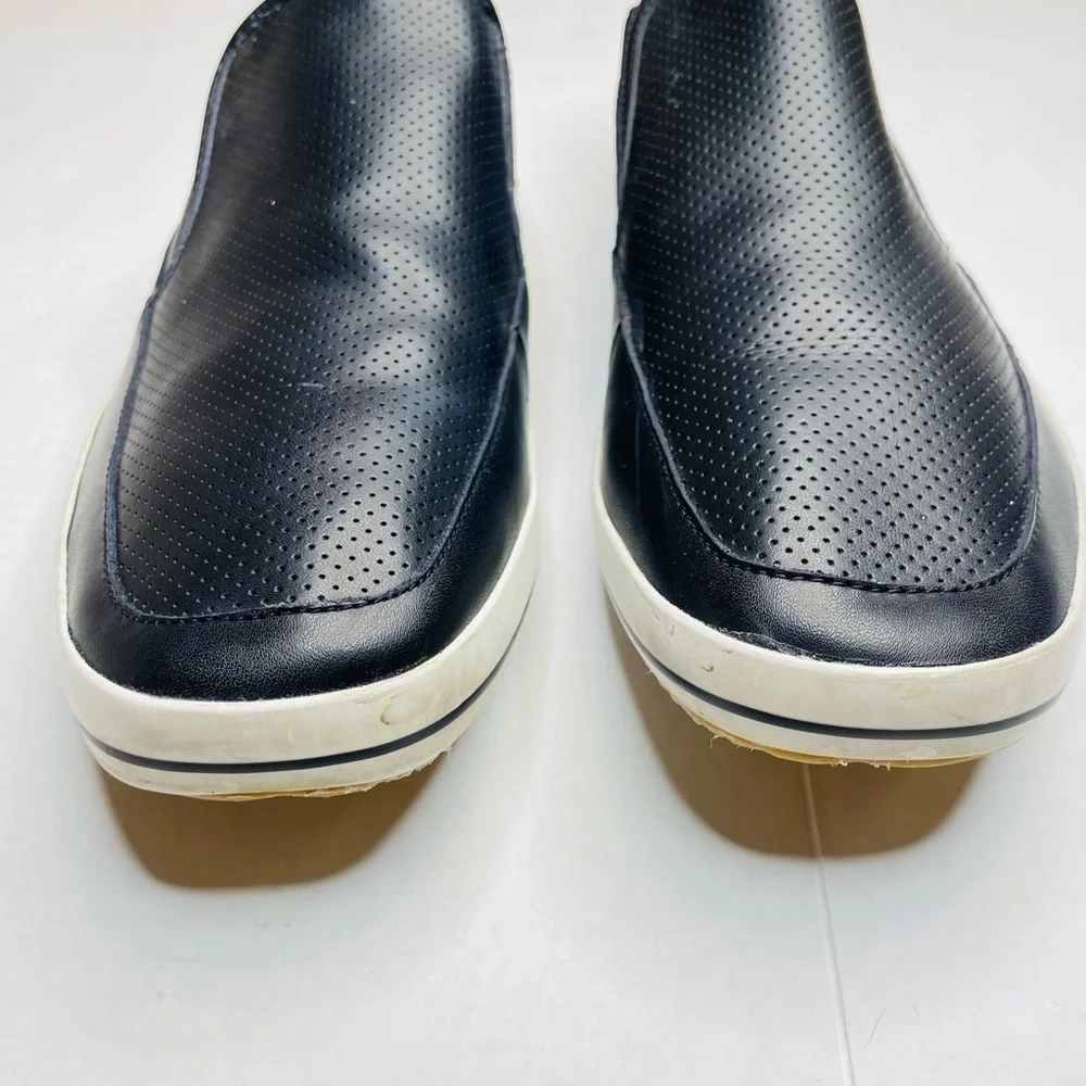 Steve Madden Weldon Black Leather Perforated Loafer Slip On Shoes Men’s Size 12